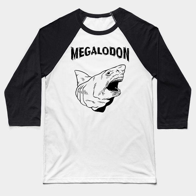 Megalodon Baseball T-Shirt by Ray Crimson